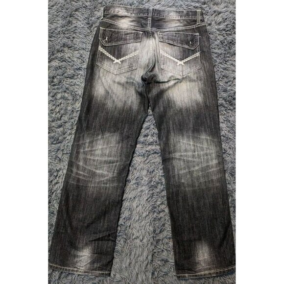 Ecko Unlimited Jeans Mens Size 32x32 Hang 'Em High Relaxed Fit Faded Dark Denim - Picture 2 of 8